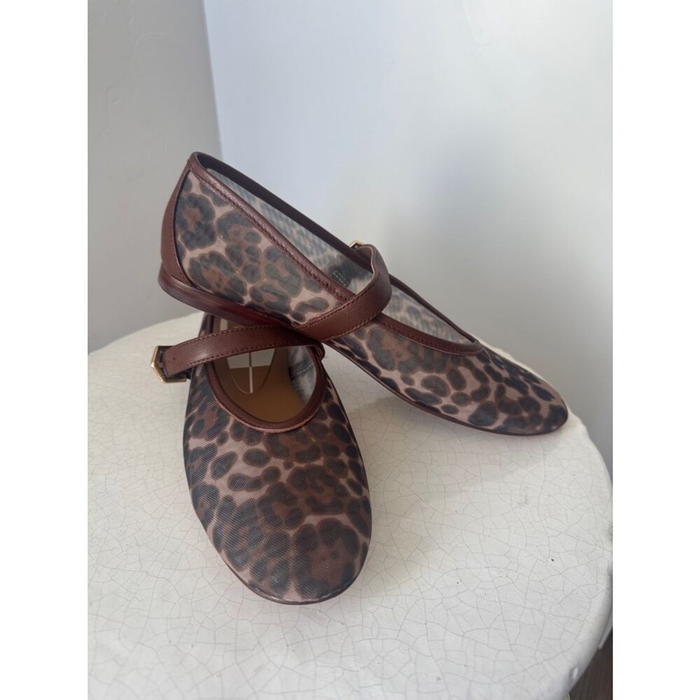 SOLD Dolce Vita ROSLYN Mesh Leopard Print Brown Mary Jane Ballet Flats Size 7 - Picture 2 of 10